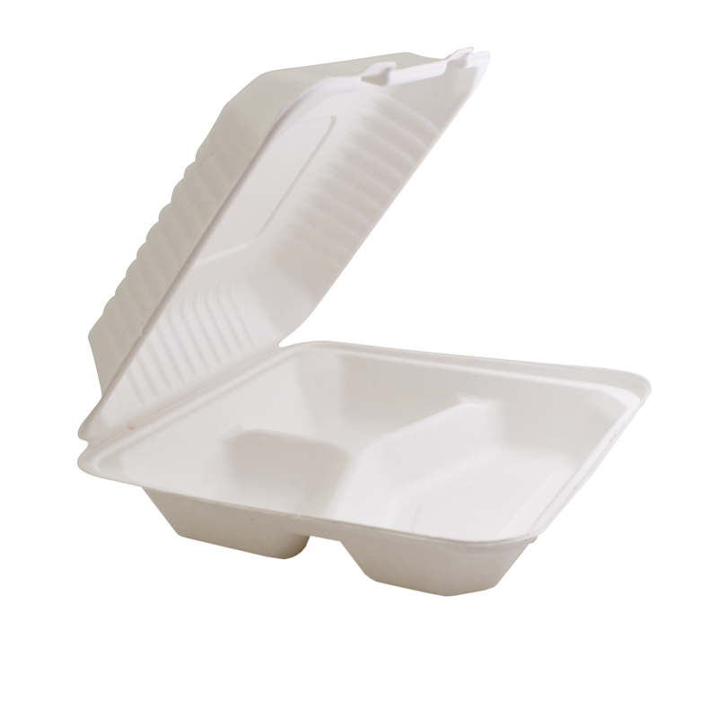 FIBER MEAL BOX 24X23CM 3-COMP (S)