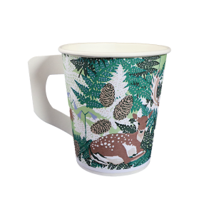 Metsänkätkö | Paper hot cup with handle 175ml single wall 1/4 pallet Swan