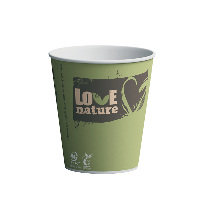 Paper hot cup 250ml single wall Bioware