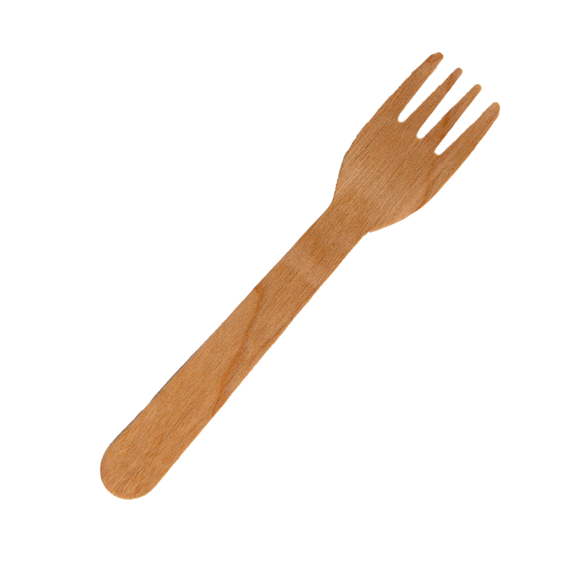 Wooden snack fork 125mm wax coated