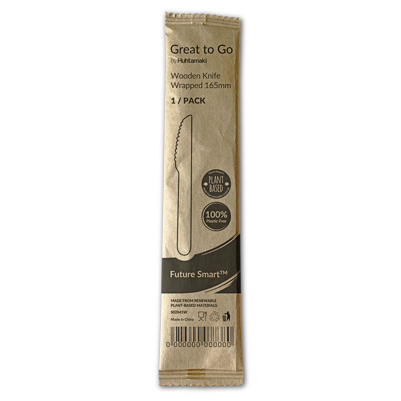 Wooden knife 165mm single packed