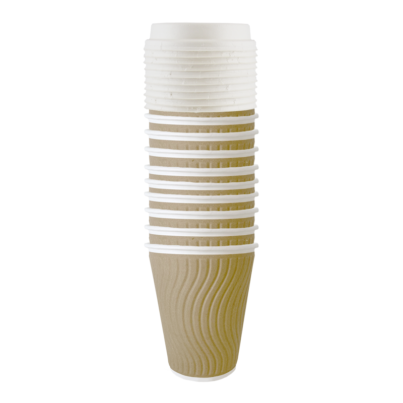 Paper hot cup 300ml double wall + fiber lid