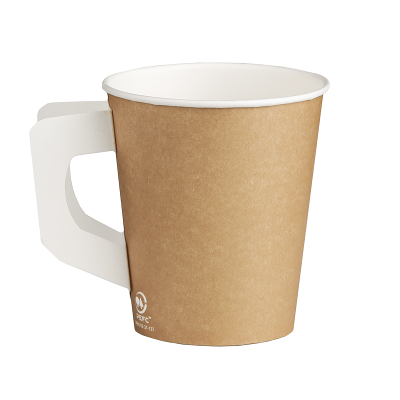 Paper hot cup with handle 175ml single wall