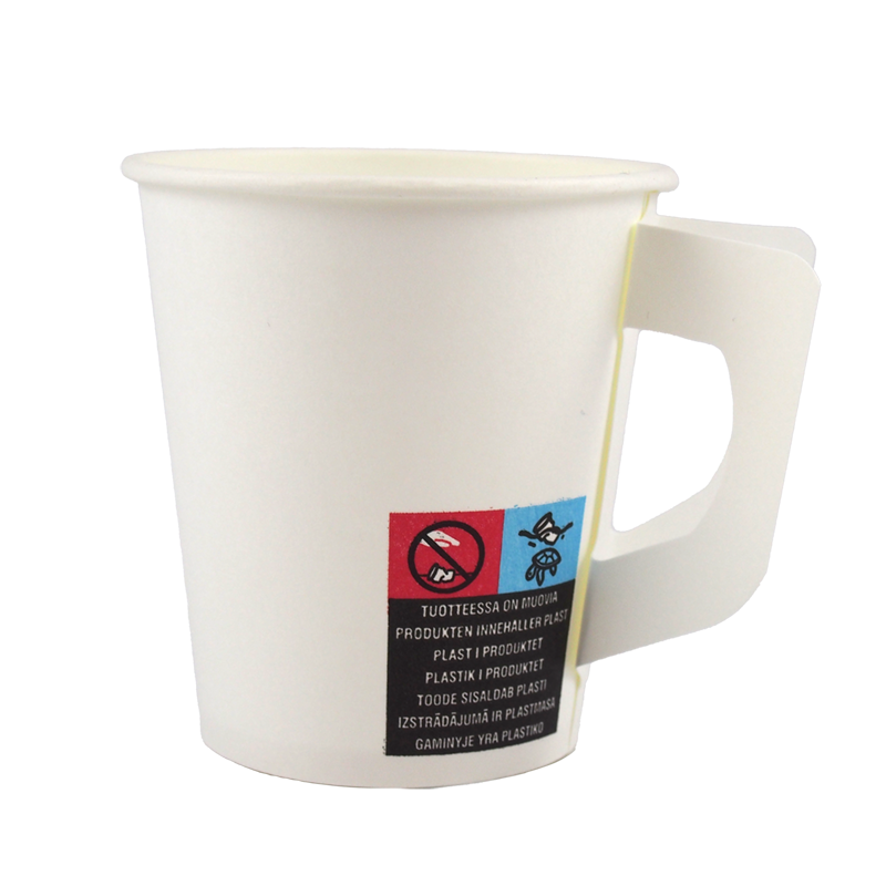 Paper hot cup with handle 175ml single wall