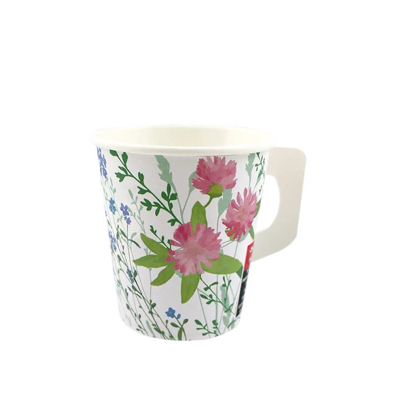 Paper hot cup with handle 175ml summer