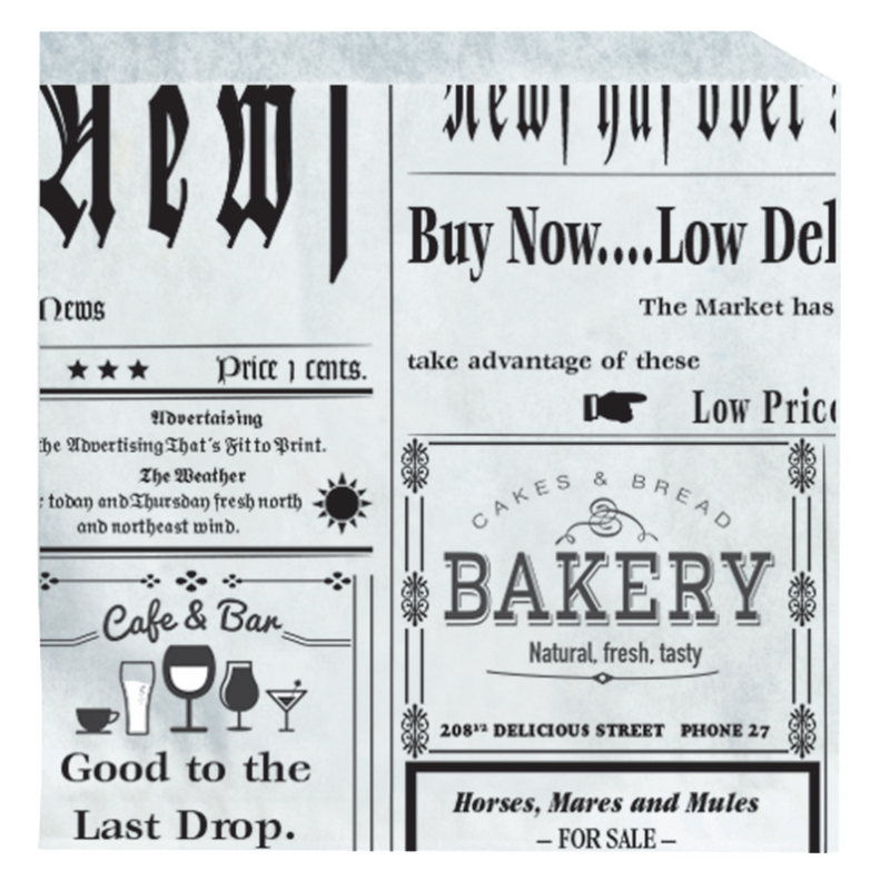 News Paper hamburger pocket 15x15.5cm