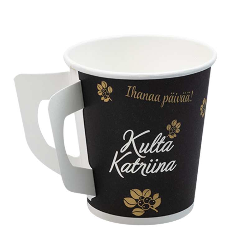 Paper hot cup with handle 175ml single wall