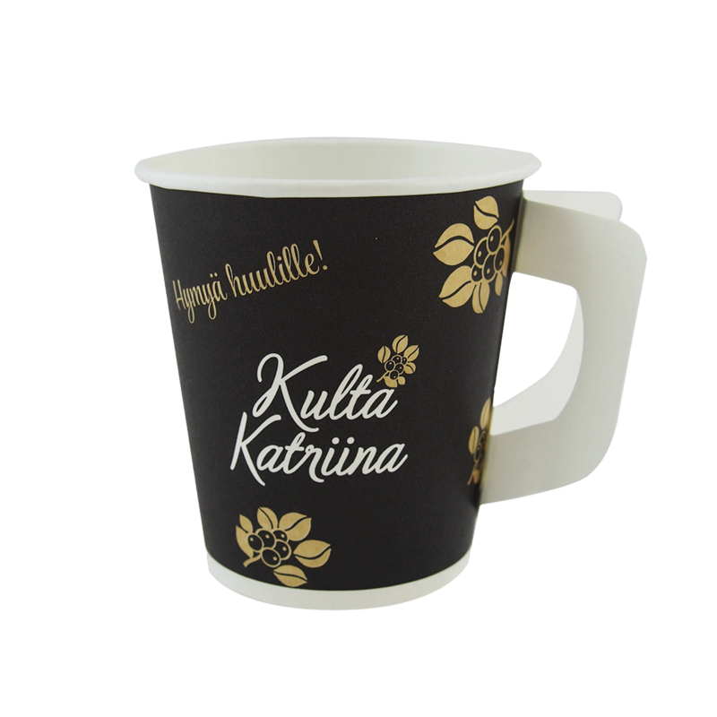 Paper hot cup with handle 175ml single wall