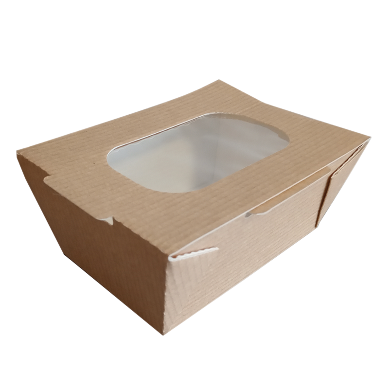 Paper hinged lid container 600ml with window